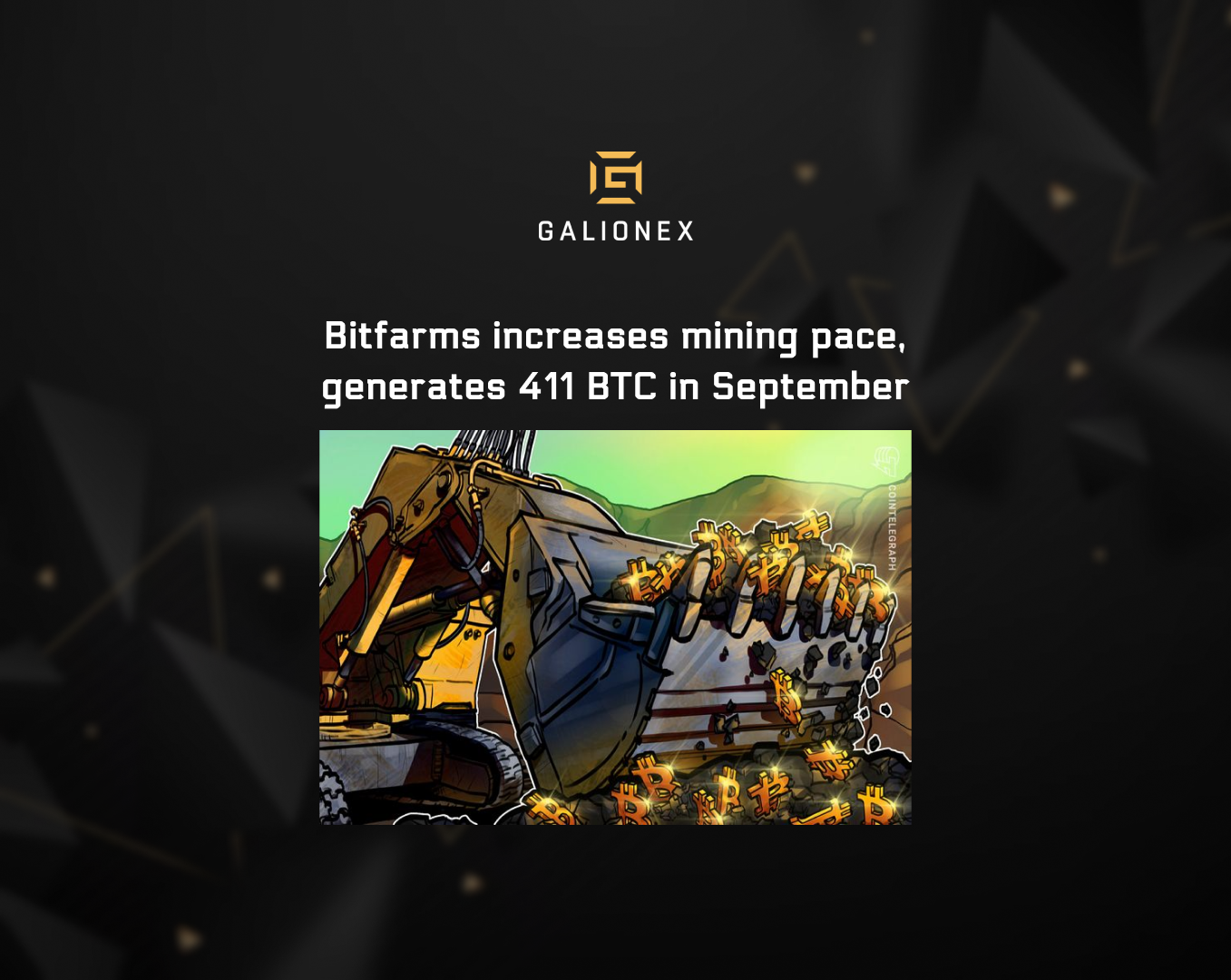 Bitfarms increases mining pace, generates 411 BTC in September