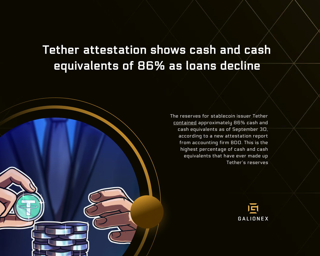 Tether attestation shows cash and cash equivalents of 86% as loans decline