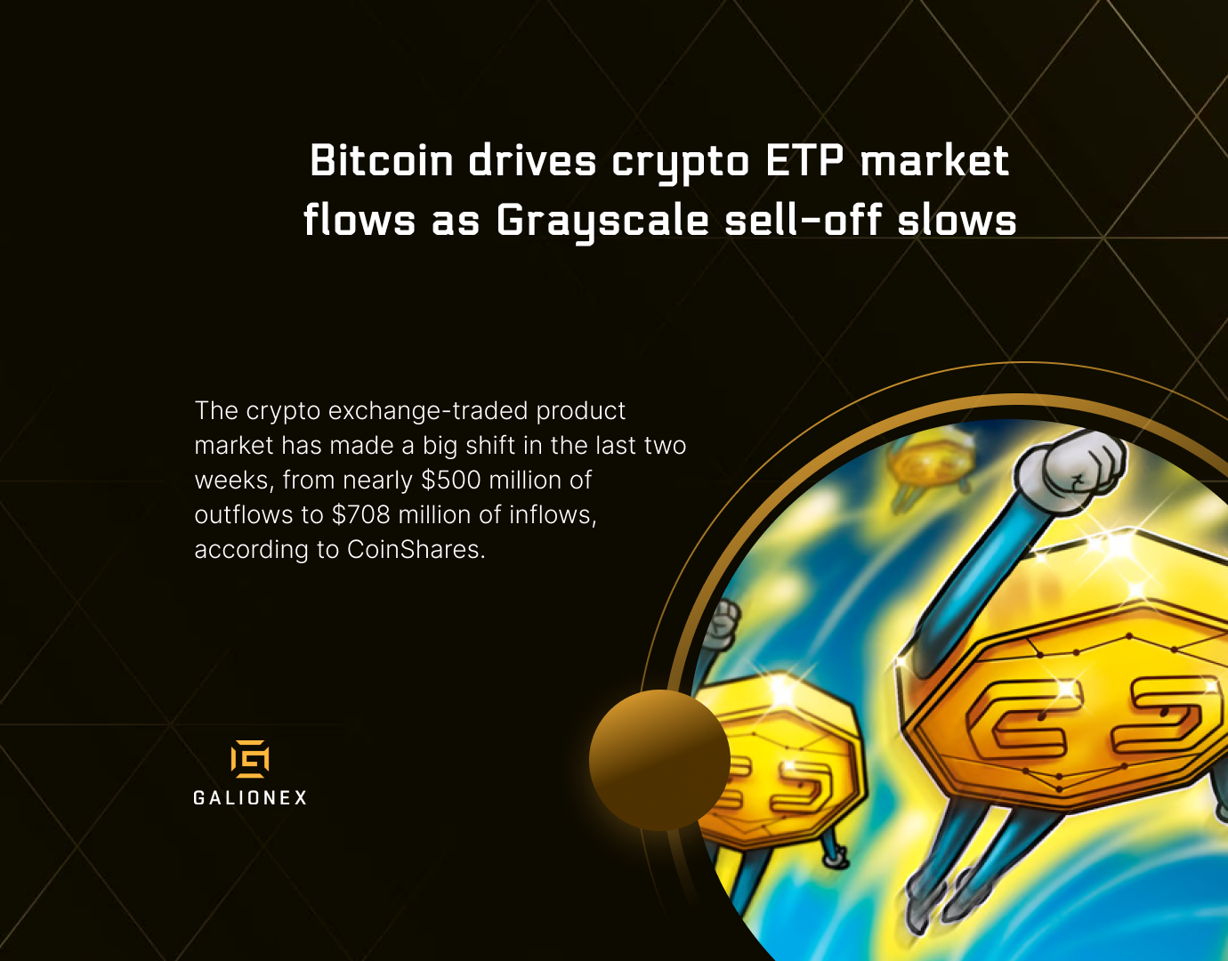 Bitcoin drives crypto ETP market flows as Grayscale sell-off slows