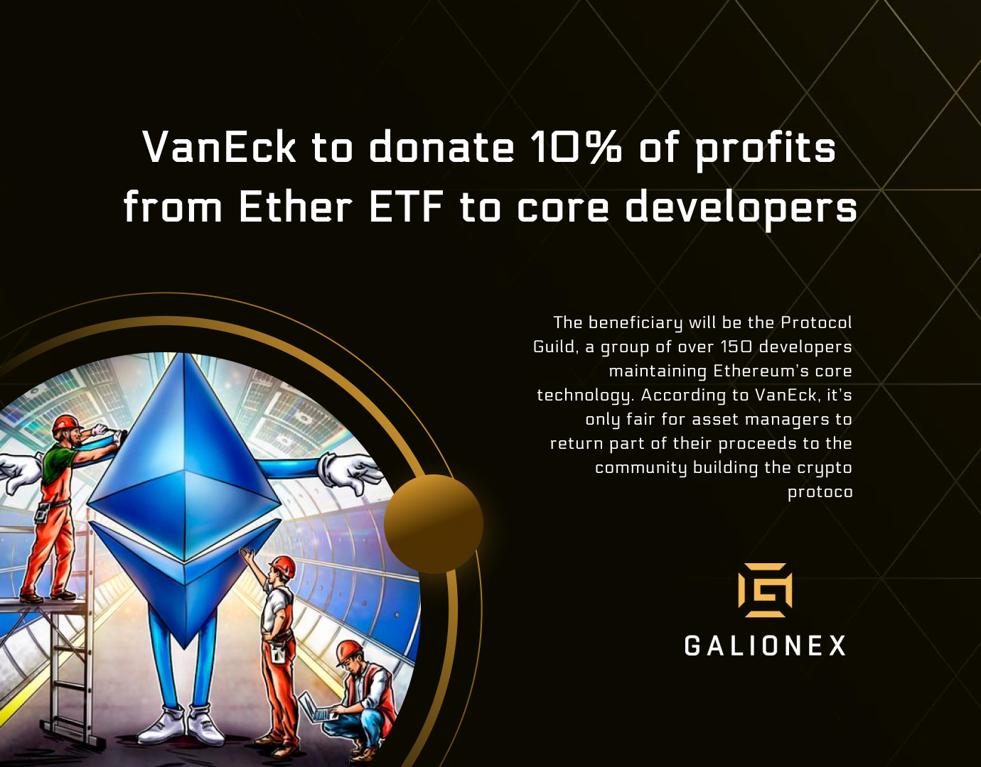 VanEck to donate 10% of profits from Ether ETF to core developers